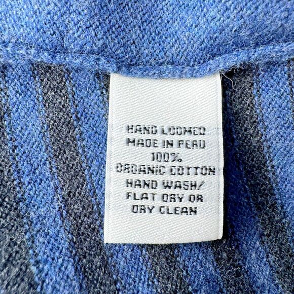 Indigenous Sweater Womens Small Blue Black Organic Cotton Striped Full Zip Peru - Picture 12 of 12